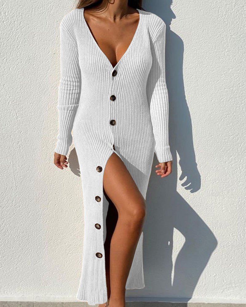 Kiara – Chic Ribbed Knit Maxi Dress