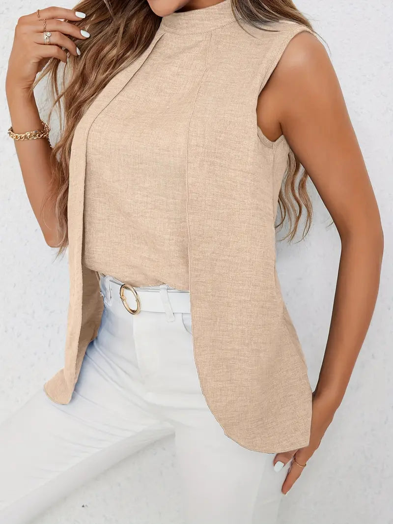 Zyra – Stylish Sleeveless Blouse with High Collar