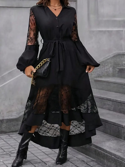 Kristine - Chic Lace V-neck Dress