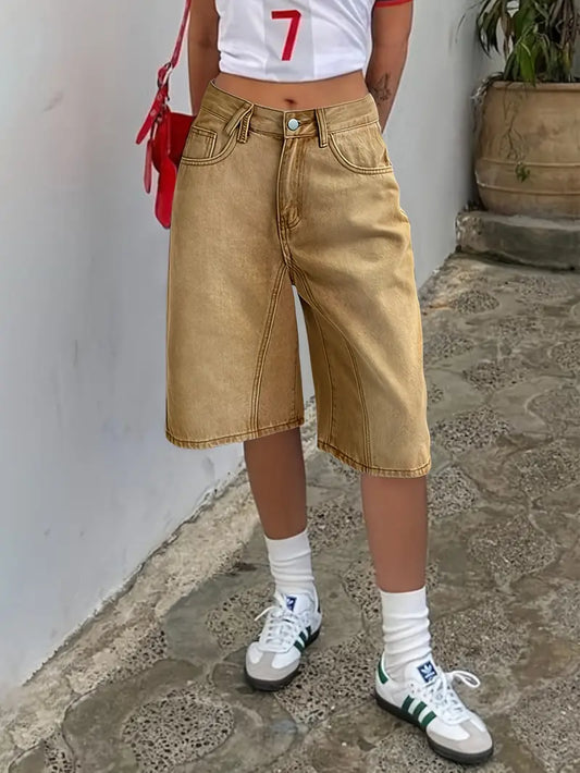 Sylvarine – Stylish Wide Leg Denim Shorts