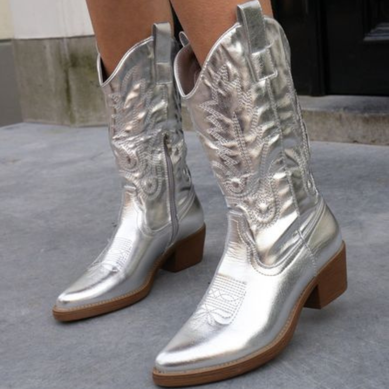 Gracie - Elegant metallic cowboy boots