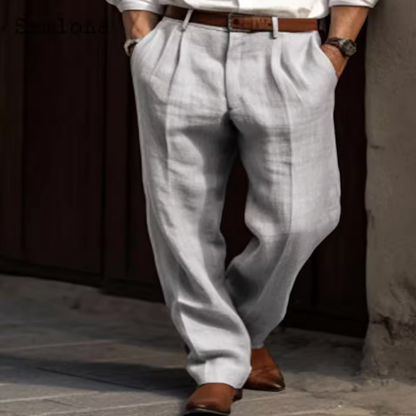 Ilarae – Classic Pleated Linen Trousers