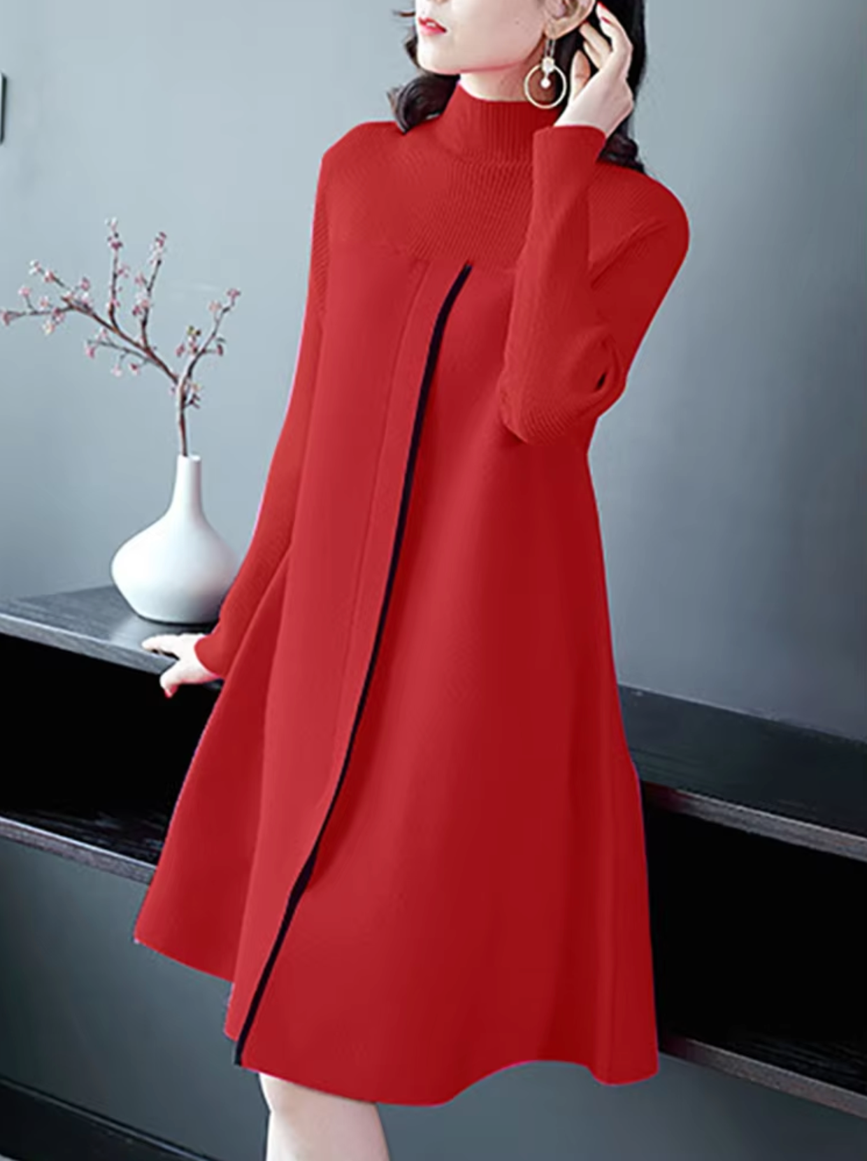 Bambi – Knitted Mock Neck Vintage Dress