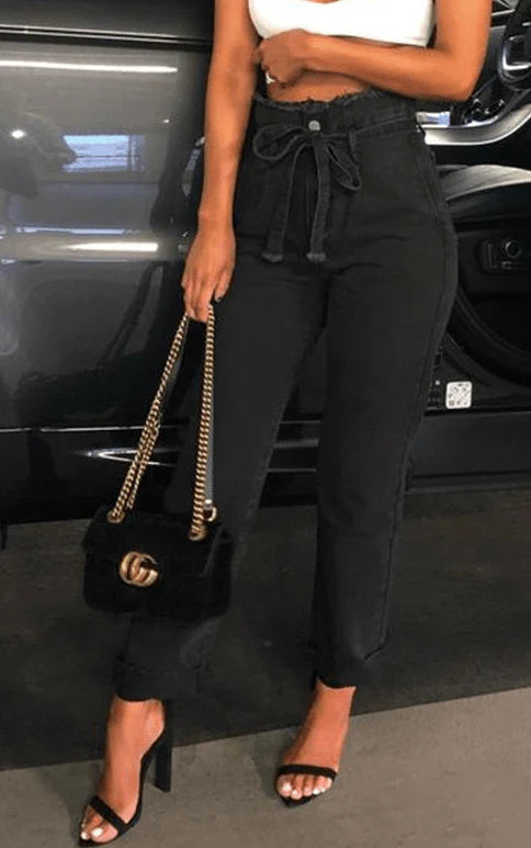 Orielle – High-waisted Paperbag Jeans