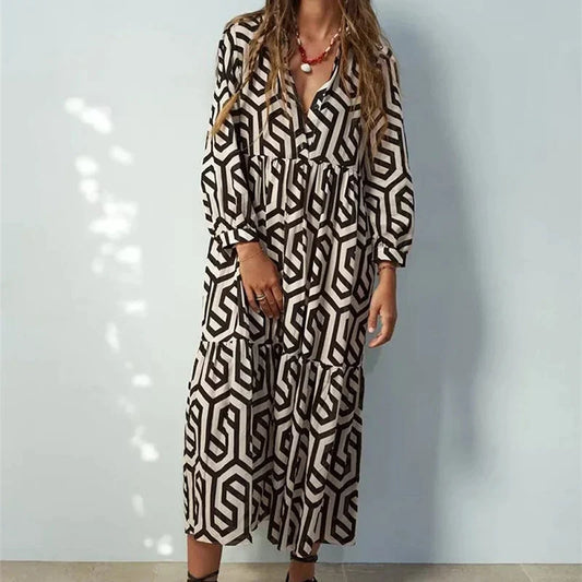 Isolaya – Cotton Geometric Print Dress