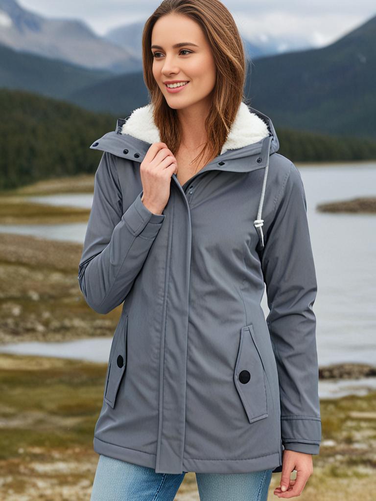 Pleated cotton coat with hood