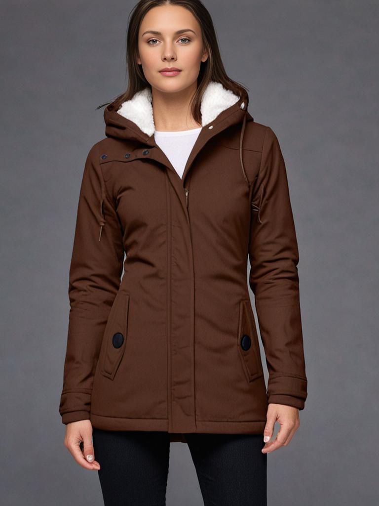 Pleated cotton coat with hood