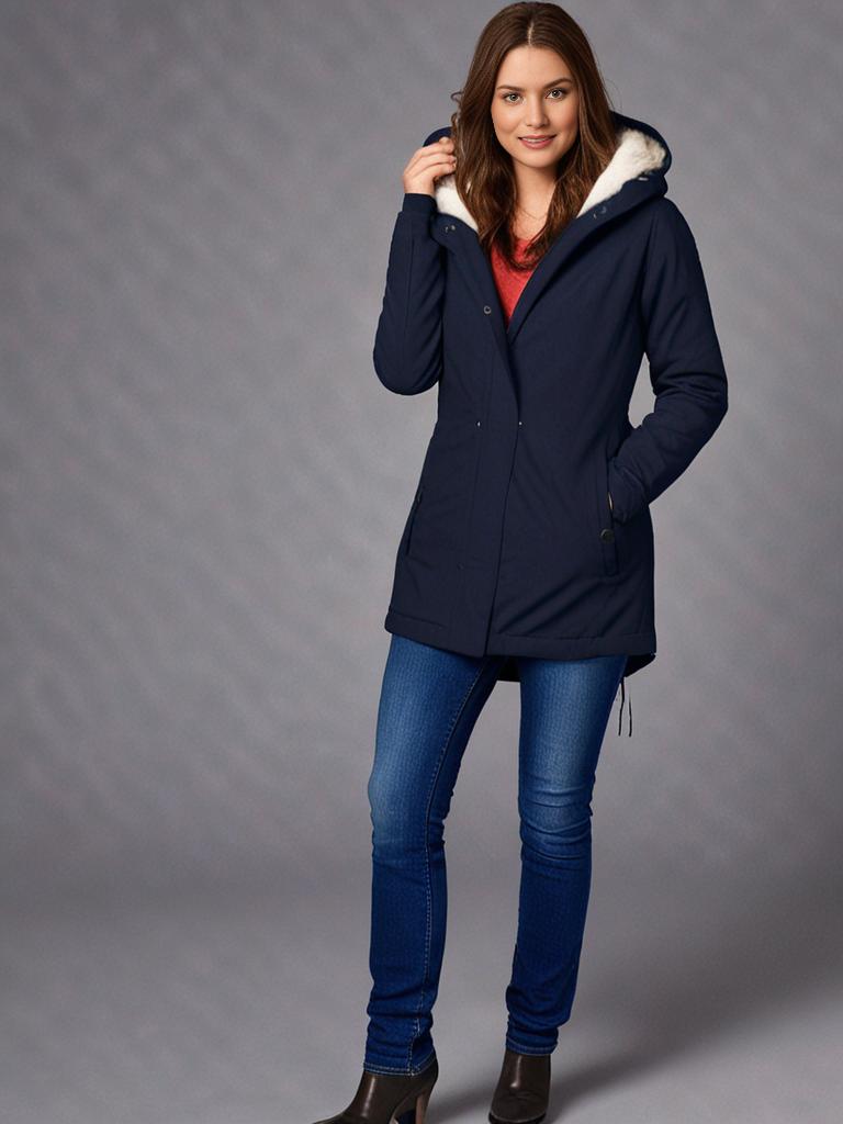 Pleated cotton coat with hood