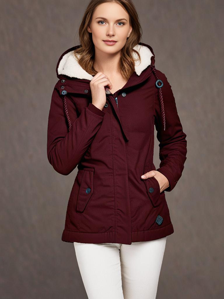 Pleated cotton coat with hood