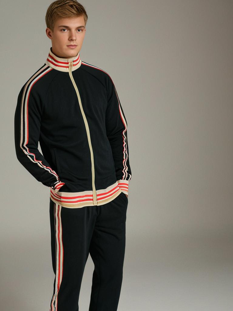 Men's striped tracksuit and sports pants set