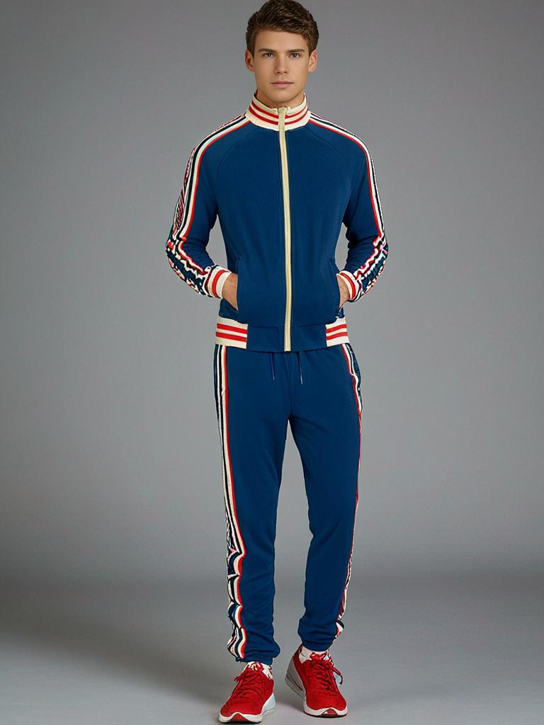 Men's striped tracksuit and sports pants set