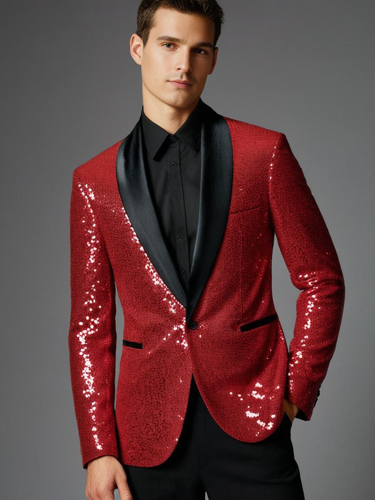 Sequin blazer jacket for men