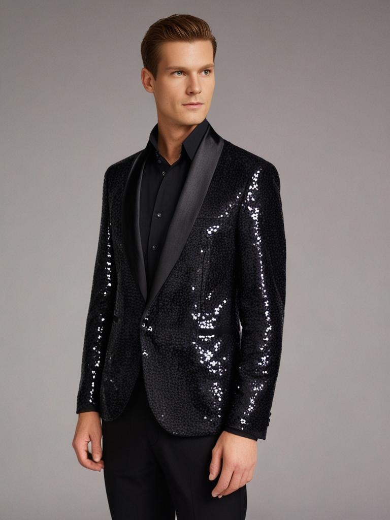 Sequin blazer jacket for men
