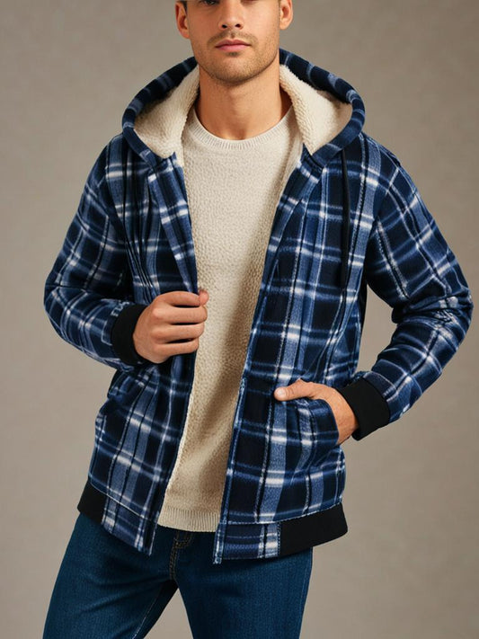 Levi - Men's Fleece Checked Hoodie