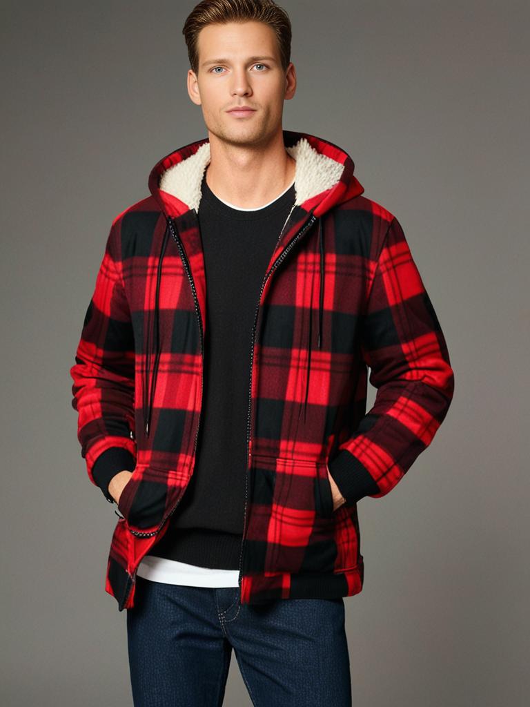 Levi - Men's Fleece Checked Hoodie