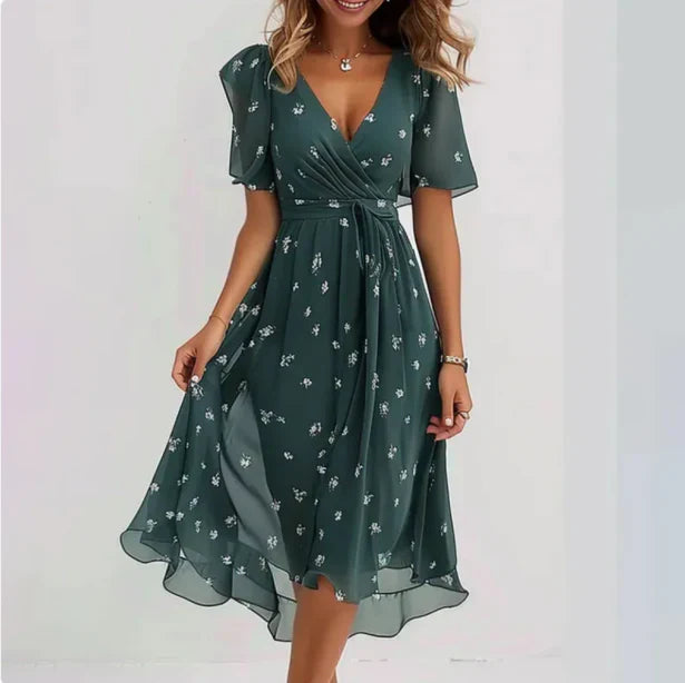 Namila – Airy Chiffon Dress with Floral Pattern