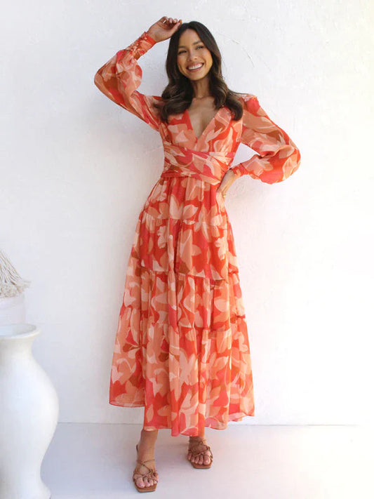 Caelith – Abstract Chiffon Maxi Dress
