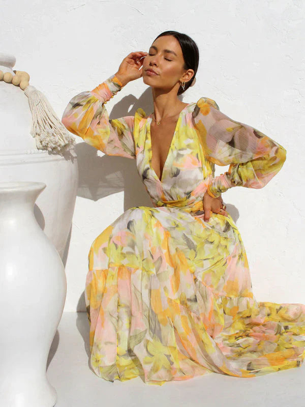 Caelith – Abstract Chiffon Maxi Dress