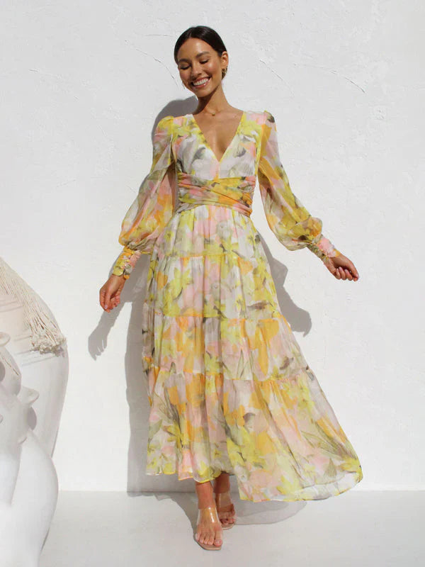 Caelith – Abstract Chiffon Maxi Dress
