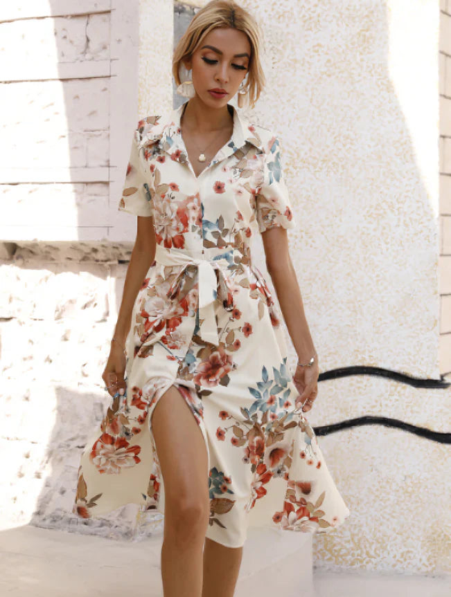 Maecee – Lightweight Floral Collared Dress