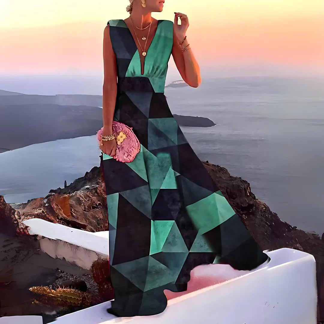 Rashida – Sleeveless A-line V-neck Maxi Dress