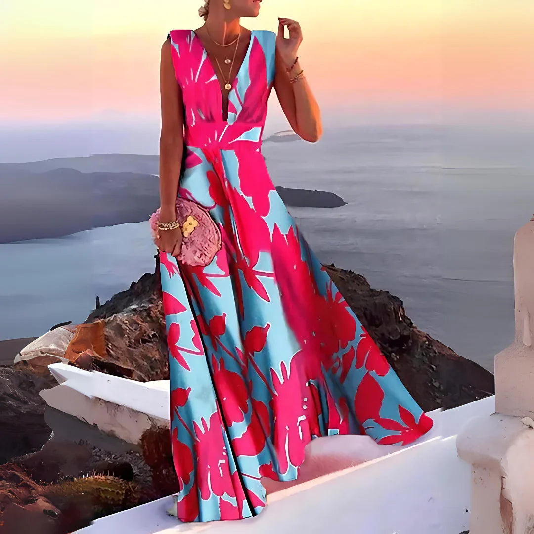Rashida – Sleeveless A-line V-neck Maxi Dress