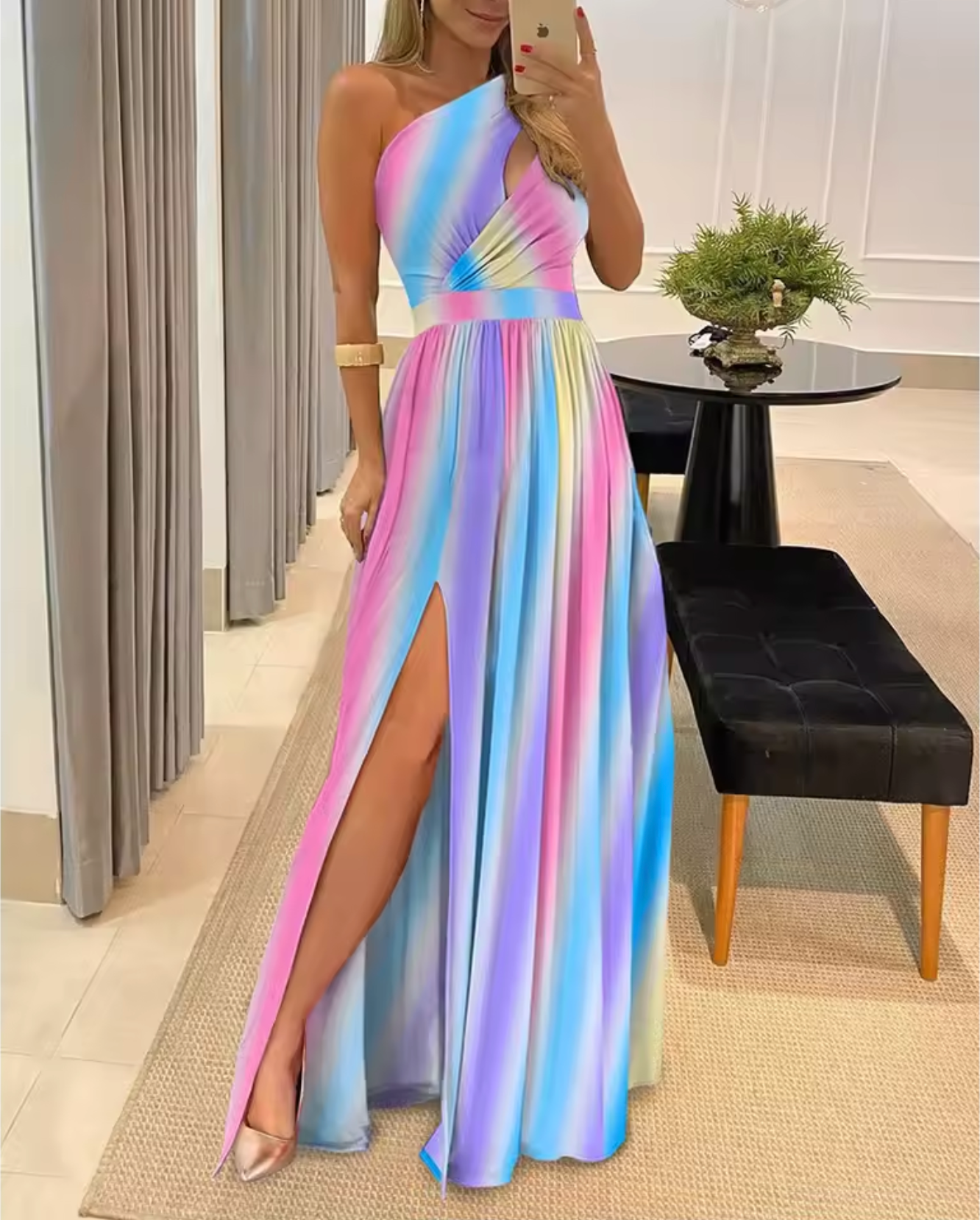 Calindra – Sexy One Shoulder Maxi Dress