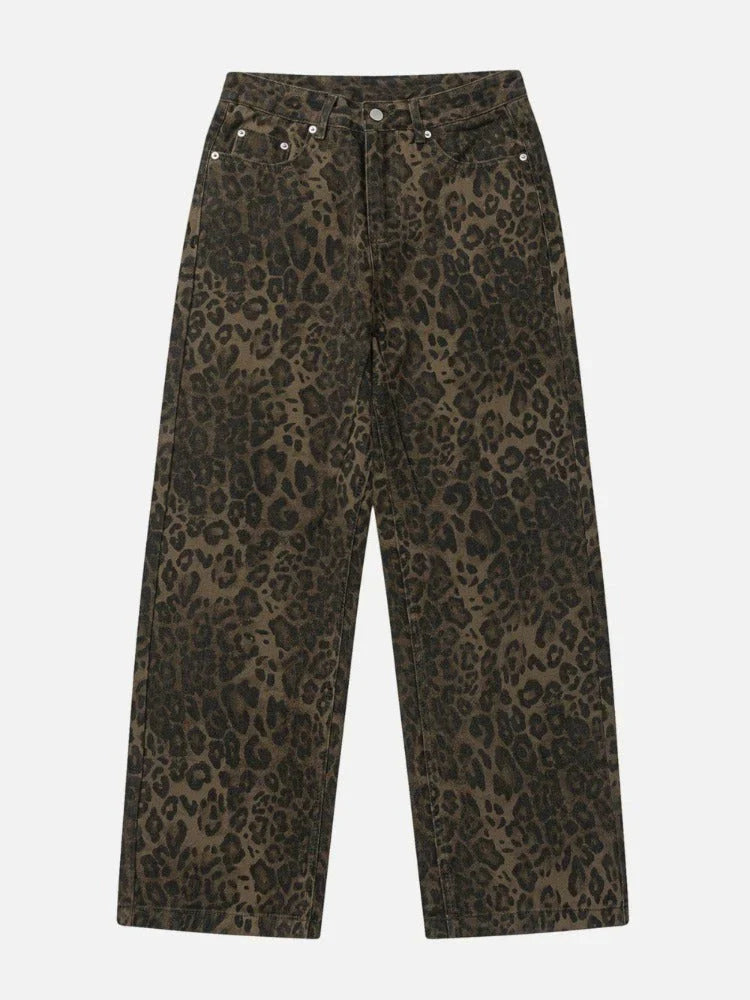 Morvessa – Wide-legged Jeans with Leopard Print