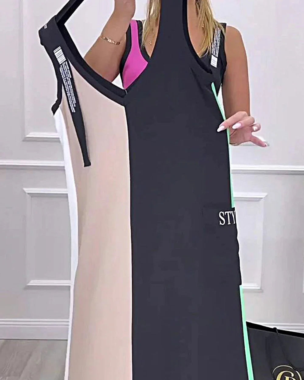 Elyssa – Elegant Color Block Midi Dress