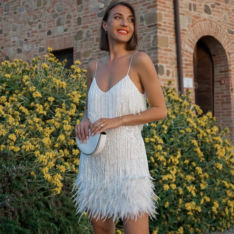 Zorythia – Shimmering Mini dress with Fringes