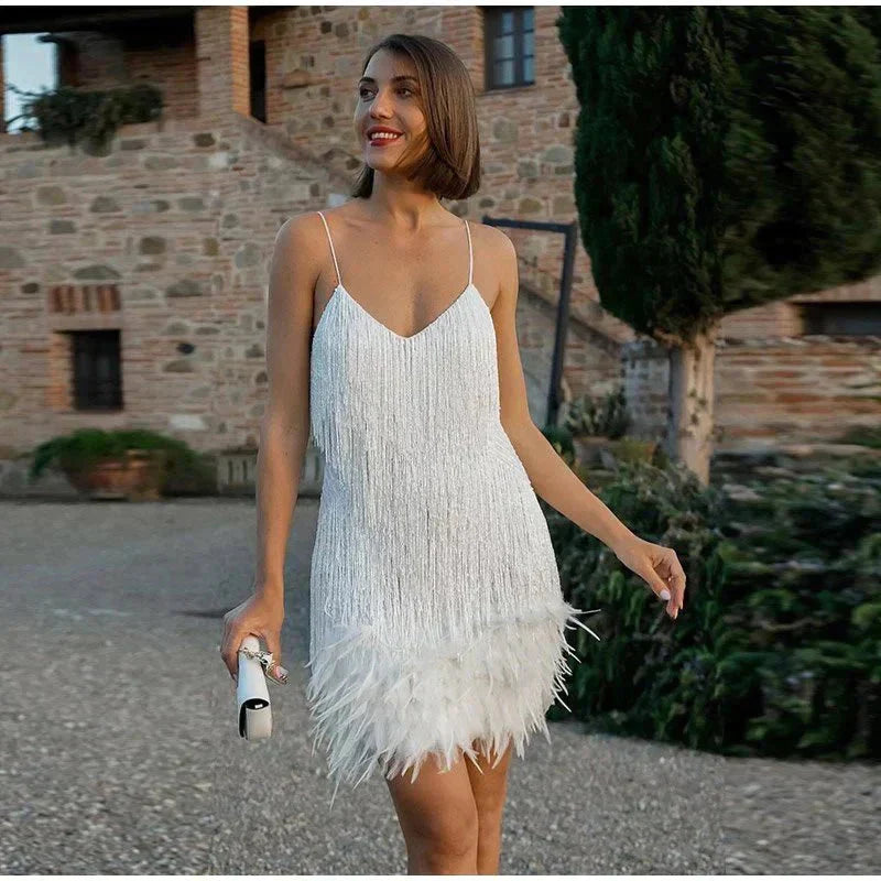 Zorythia – Shimmering Mini dress with Fringes