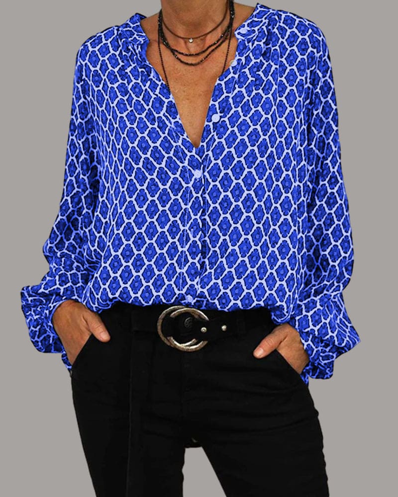 Ravineh – Geometric Print Women's Blouse
