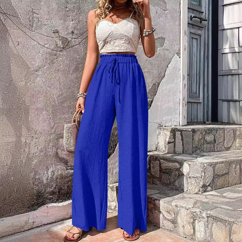 Brina – Women’s High-waisted Wide-leg Drawstring Trousers