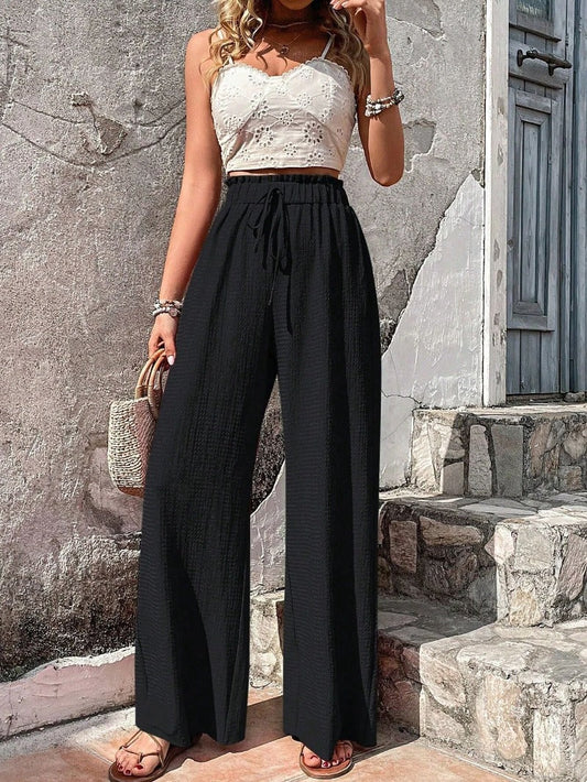Brina – Women’s High-waisted Wide-leg Drawstring Trousers