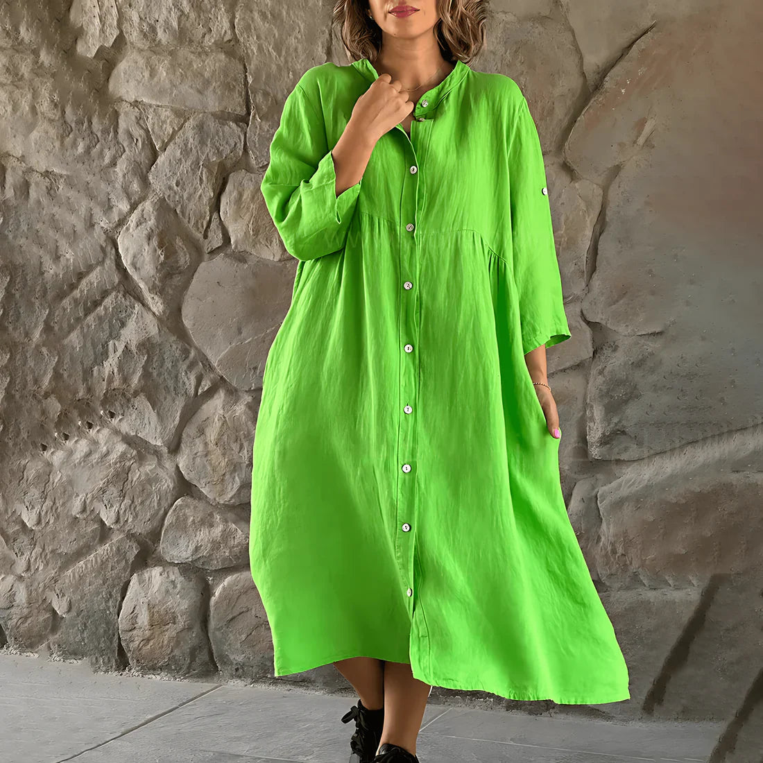 Addah – Loose-fitting Linen Shirt Dress