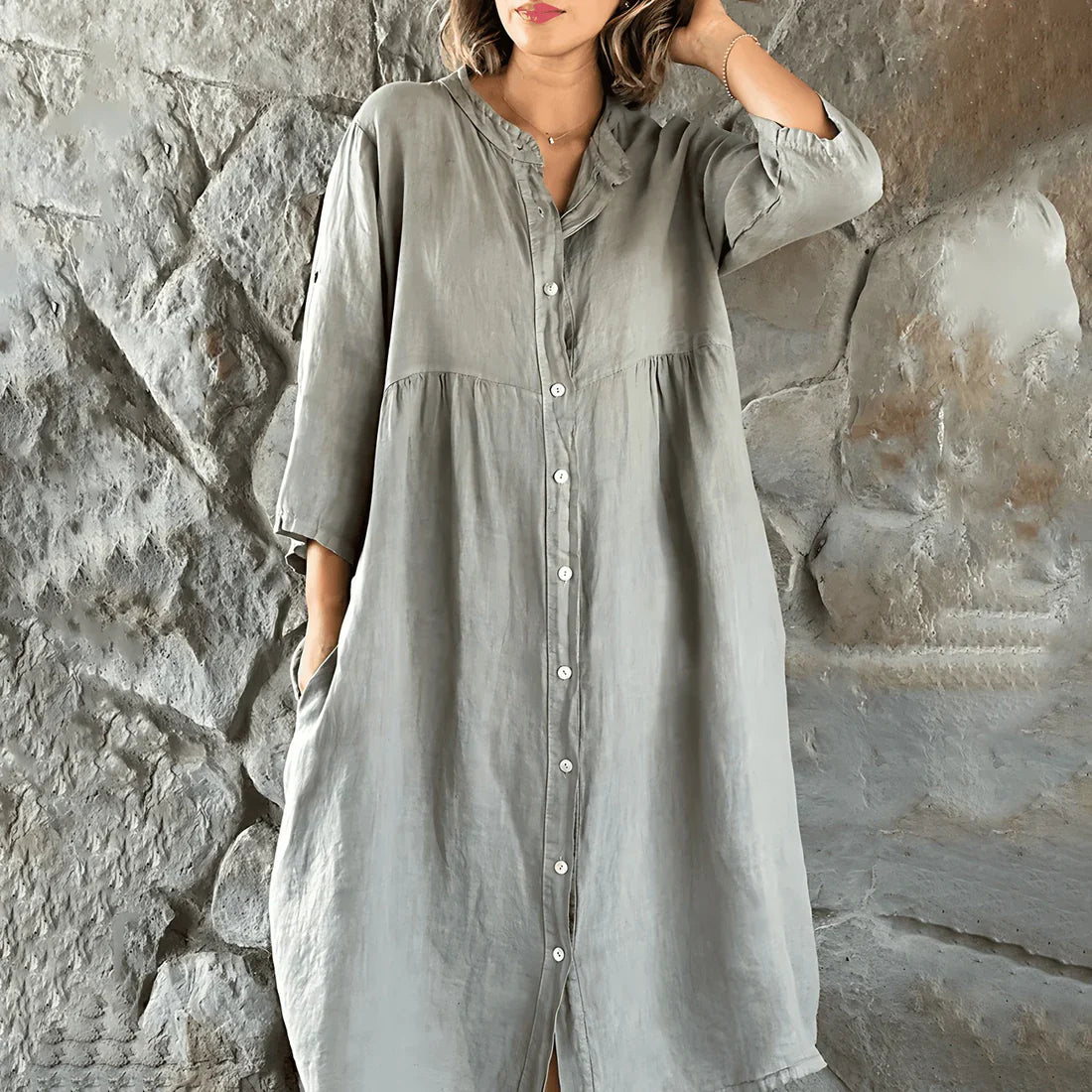 Addah – Loose-fitting Linen Shirt Dress