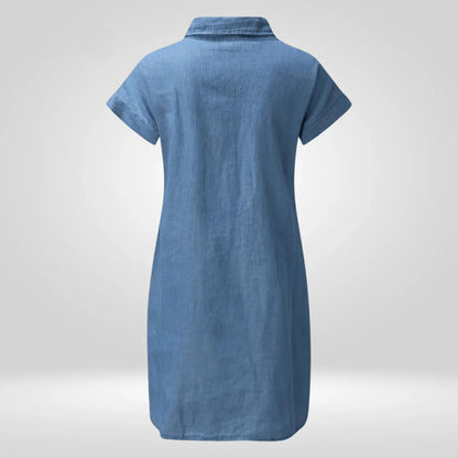 Abiella – Casual Denim Button Shirt Dress