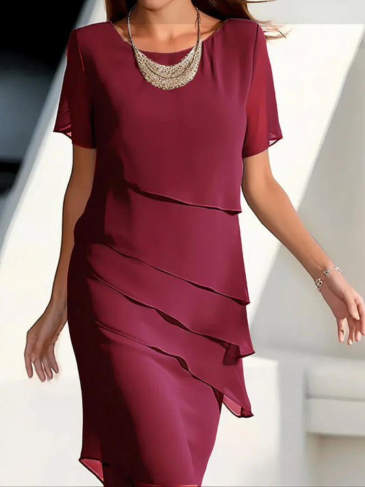 Gretel – Elegant Chiffon Tiered Midi Dress