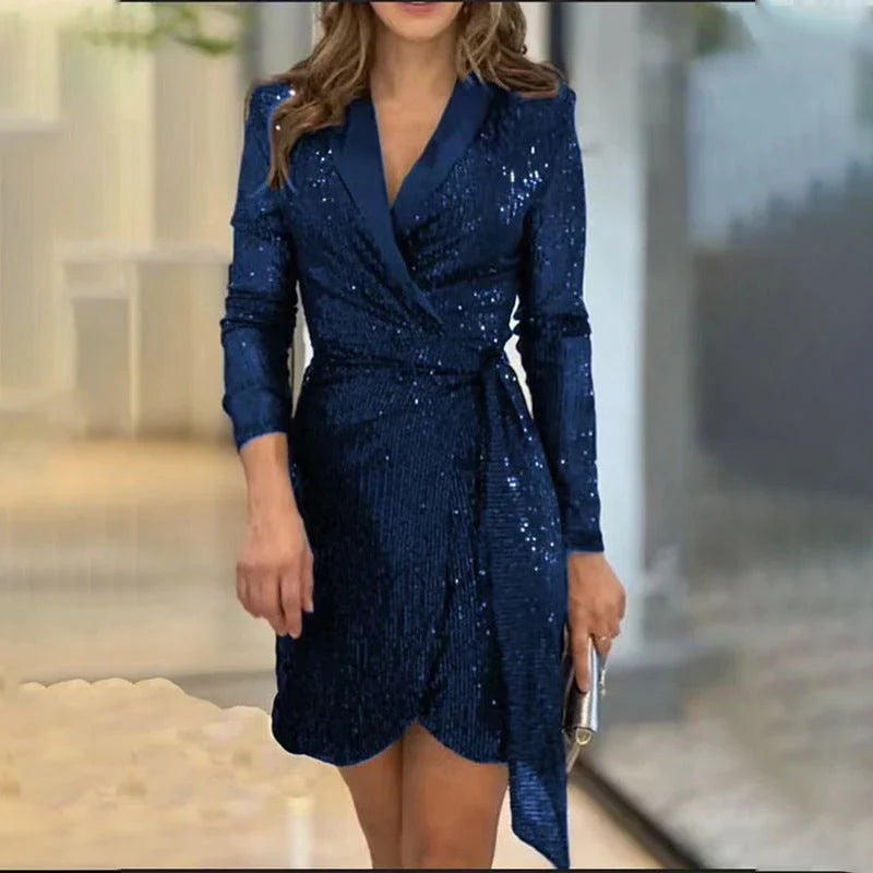 Elynette – Sequin Wrap Blazer Mini Dress