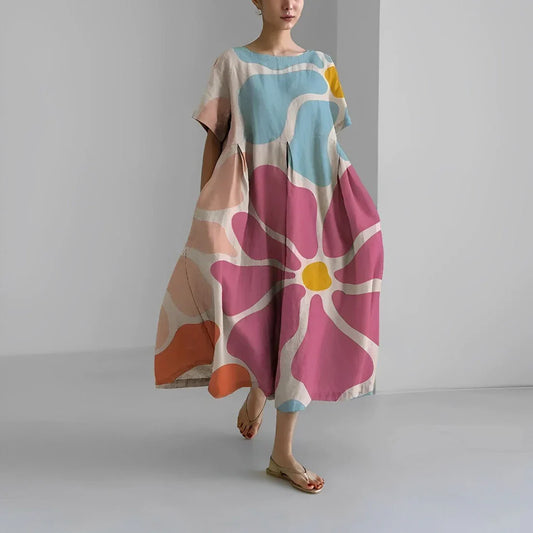 Akio – Oversized Floral Cotton Maxi Dress