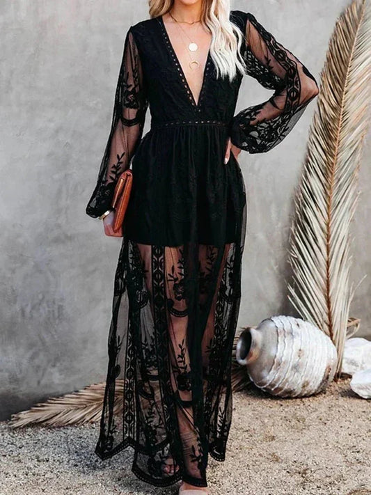Keesha – Boho Maxi Dress Embroidery and Lining