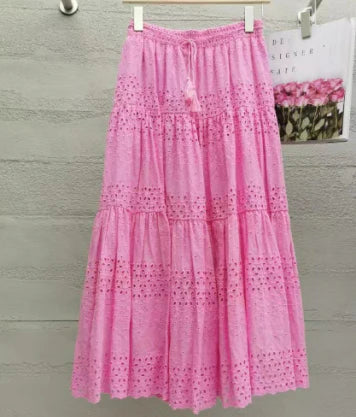 Greshilda – Cotton Tiered Long Skirt