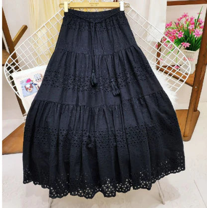 Greshilda – Cotton Tiered Long Skirt