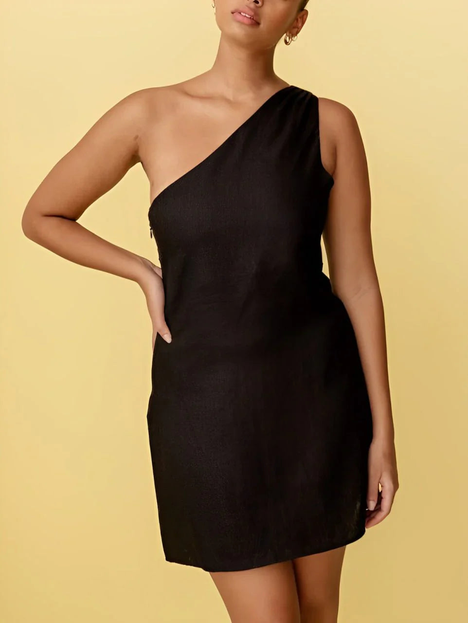 Geneva – One-shoulder Linen Mini Dress