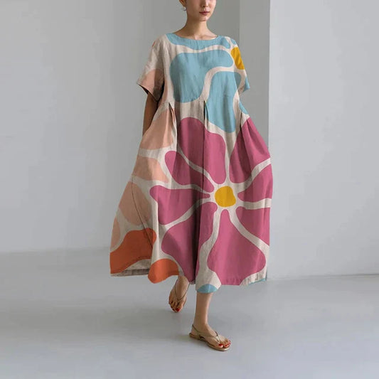 Jamila – Cotton Oversized Printed Linen Dress