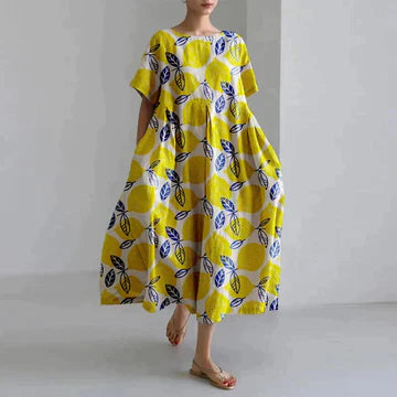 Jamila – Cotton Oversized Printed Linen Dress