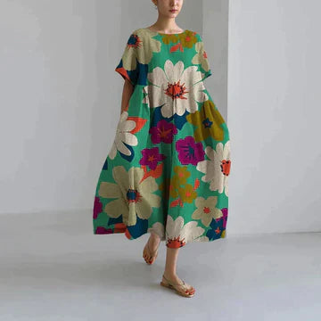Jamila – Cotton Oversized Printed Linen Dress