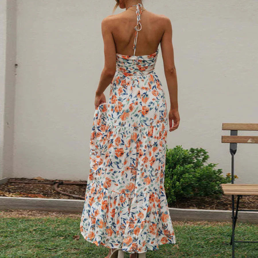 Tessindra – Halterneck Floral Print Maxi Dress