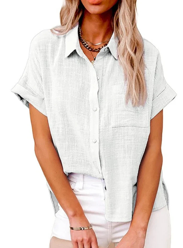 Virelia – Casual Short-sleeved Linen Blend Shirt