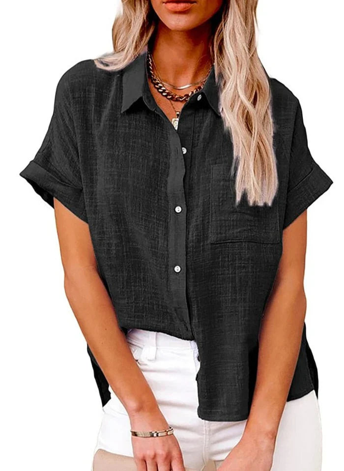 Virelia – Casual Short-sleeved Linen Blend Shirt